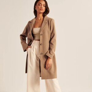 Abercrombie & Fitch Wool Blend Dad Coat in Camel XXSP